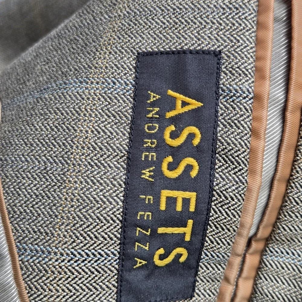 Assets Andrew Fezza Blazer Mens 60R Brown Herringbone Tweed Sport Coat Jacket